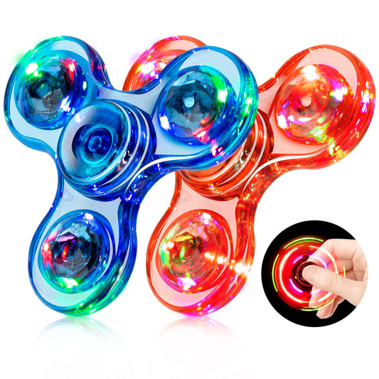 FIGROL LED glow fidget spinner front view with vibrant patterns for kids.
