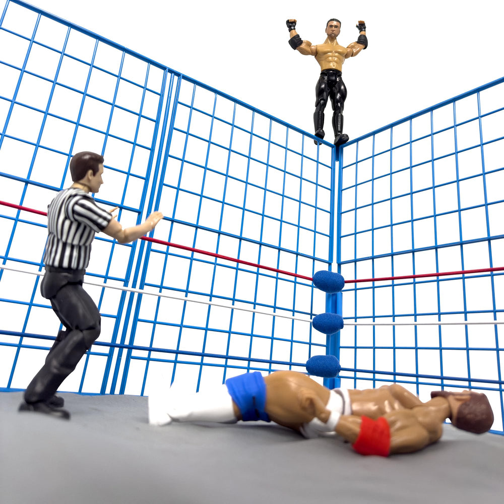 Figures Toy Company blue bars retro cage detail capturing vintage aesthetic.