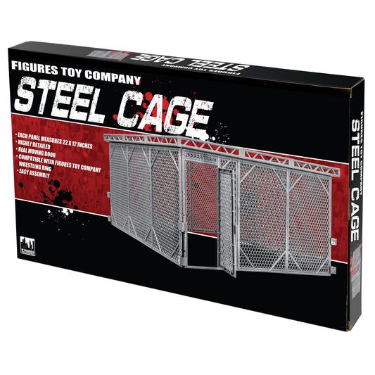 Figures Toy Company steel cage panel assembly shows sturdy frame for real cage action.