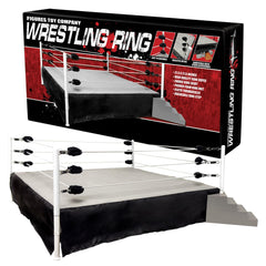 Figures Toy Company wrestling ring assembly shows sturdy setup for action figures display.