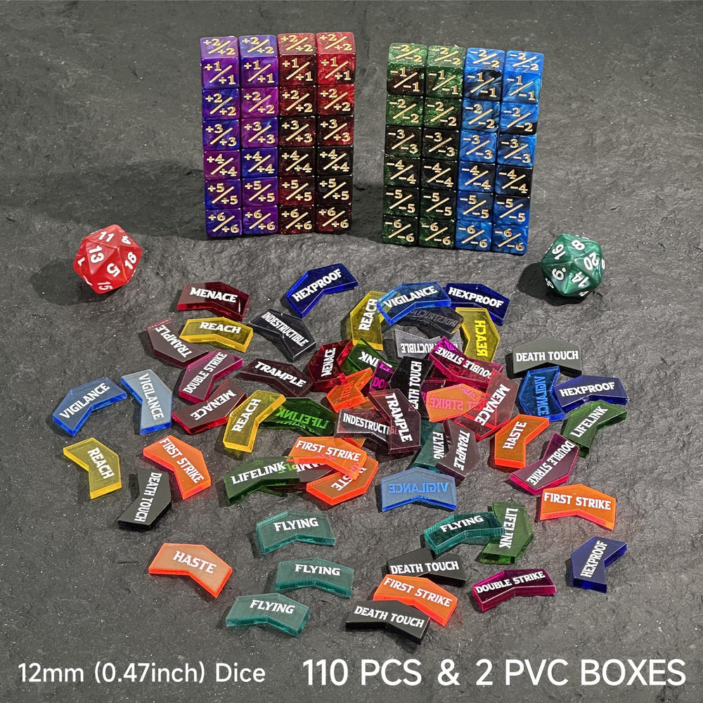FigureSLAB colorful acrylic MTG tokens improve readability.