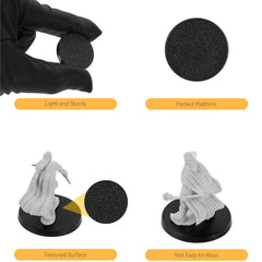 FigureSLAB durable plastic bases with smooth edges reduce wobble during display.