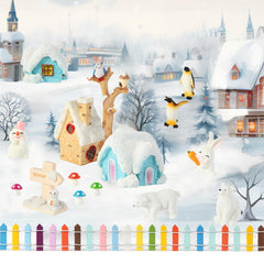 FIIOEOY Snow moulds, houses, and trees enabling imaginative winter scenes.