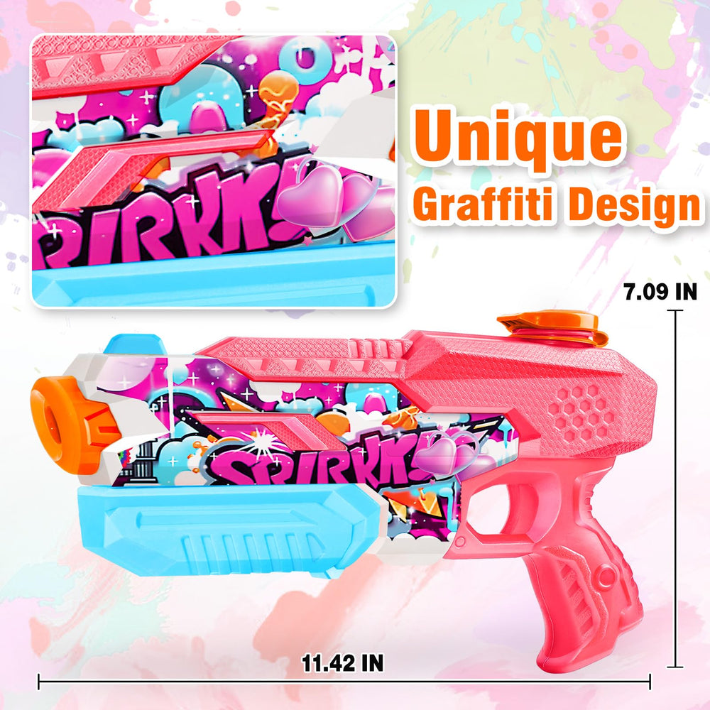 FIKAMD beach-and-sand scene with four guns promoting outdoor water battles and bonding.