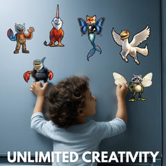 Filigree Fox Design cryptid magnets colorful collection: vibrant art to brighten any surface.