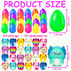 Filledeggs squishy animal toys inside eggs promote tactile play and focus.