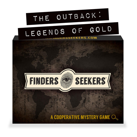 Finders Seekers Outback cover art sets the mood for a mystery-filled evening.