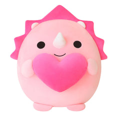 Finebee pink triceratops plush with heart, a cozy Valentine’s Day gift idea.