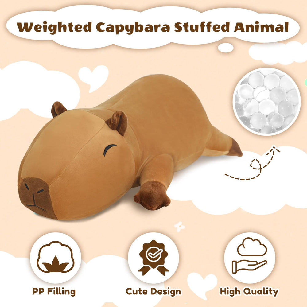 Finebee weighted capybara plush, 25 cm size, portable cuddle buddy.