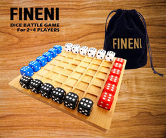 FINENI Dice Battle wooden board and pieces on display, durable craftsmanship for regular use.