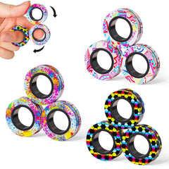 Finger Rock 9Pcs magnetic rings pack shown, vibrant colors for focus on the move.