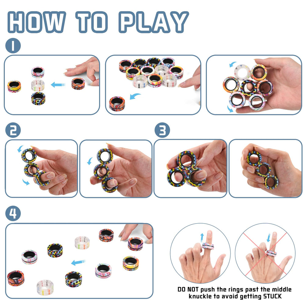Finger Rock fidget rings packaging display for gifting.