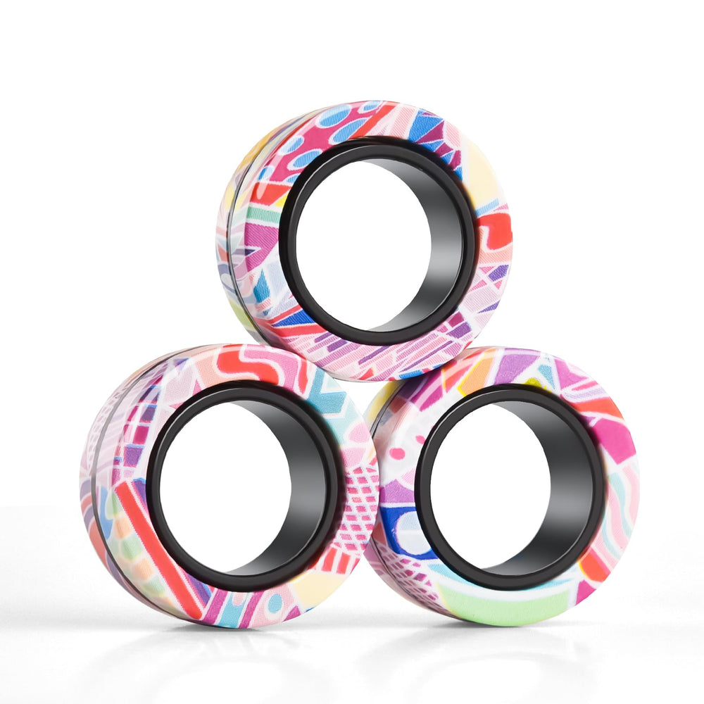 Finger Rock Magnetic Rings in bright colors for on-the-go focus and fidget relief.