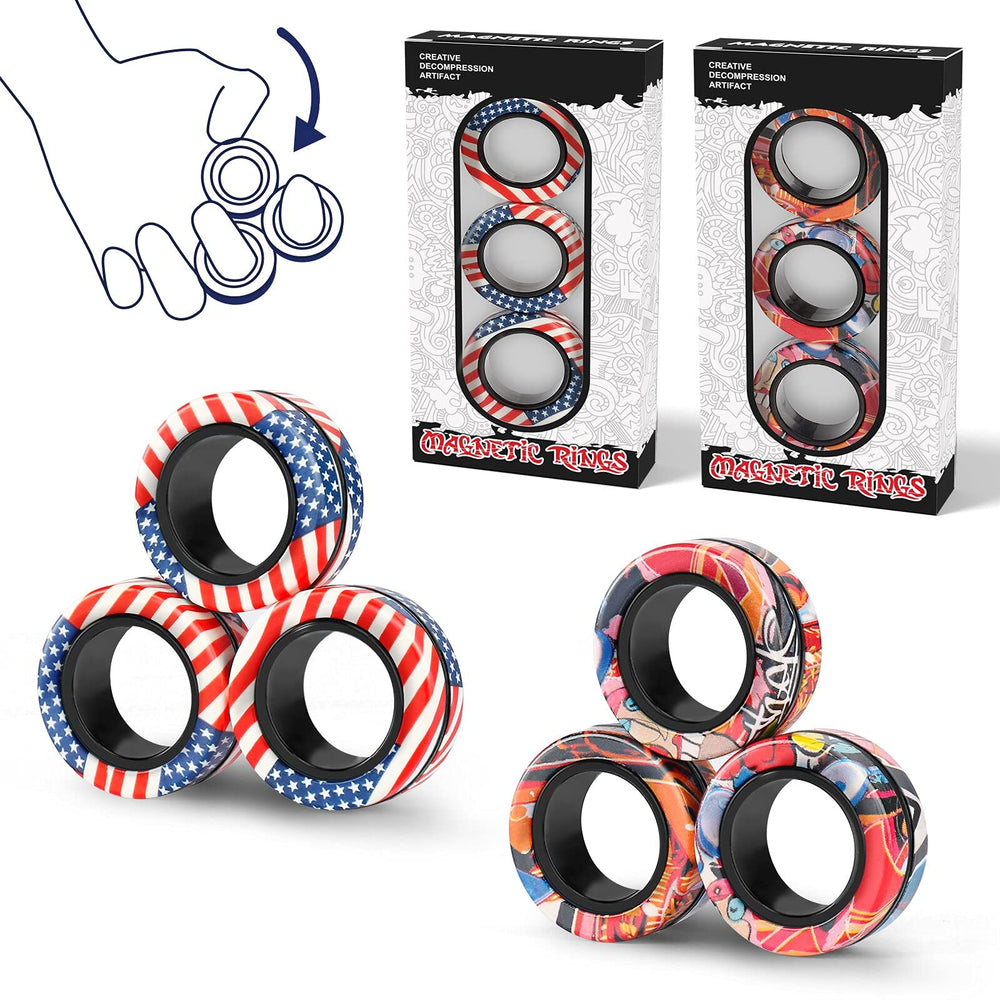 Finger Rock magnetic fidget rings set viewed from above for calm focus.