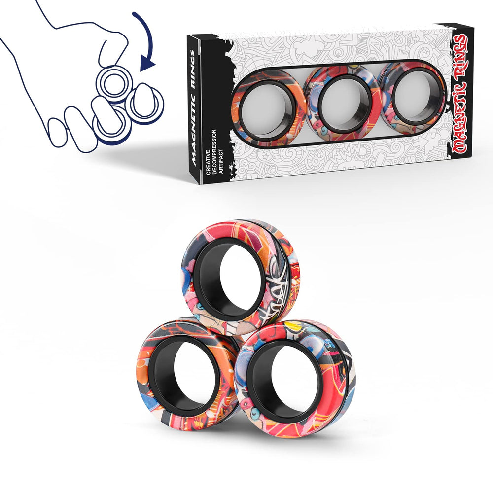 Finger Rock magnetic rings closeup show smooth edges for safe, focused play and stress relief