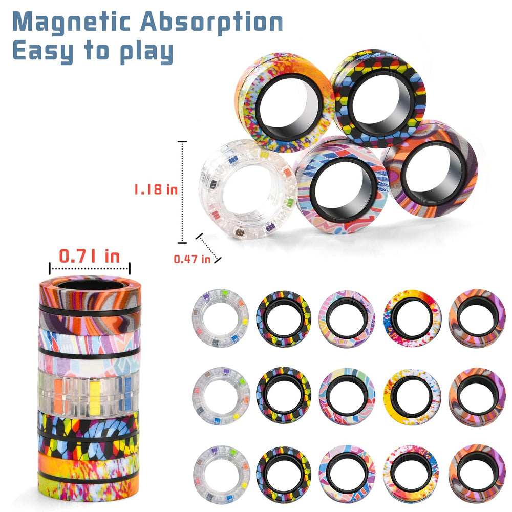 Finger Rock magnetic rings stack and twist during play.