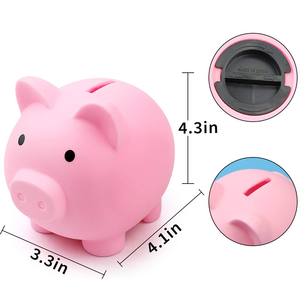 Fireboomoon pink front view pig money bank adds cute decor and saving habit.