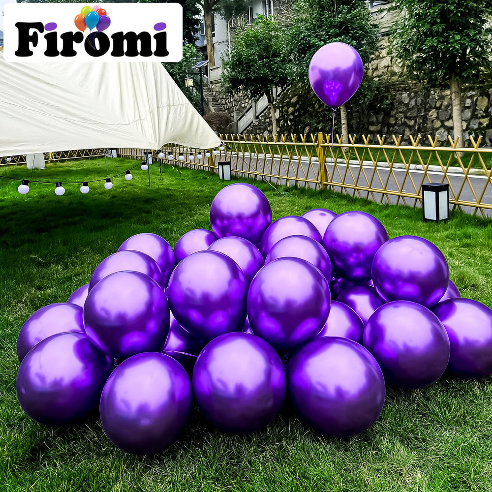 Firomi chrome purple latex balloons used in arches and garlands closeup