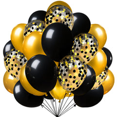 Firomi 12 inch metallic chrome gold and black balloons create elegant party backdrops.
