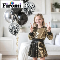 Firomi black and silver confetti balloon, 12 inch, adds festive sparkle.
