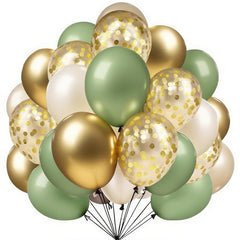 Firomi metallic chrome gold balloons in 12-inch size for festive arches and decor.