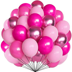 Firomi metallic pink balloons 12in for arches and garlands, shimmering chrome finish.