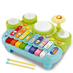Fisca 3-in-1 toy piano keyboard with colorful keys supports early learning.