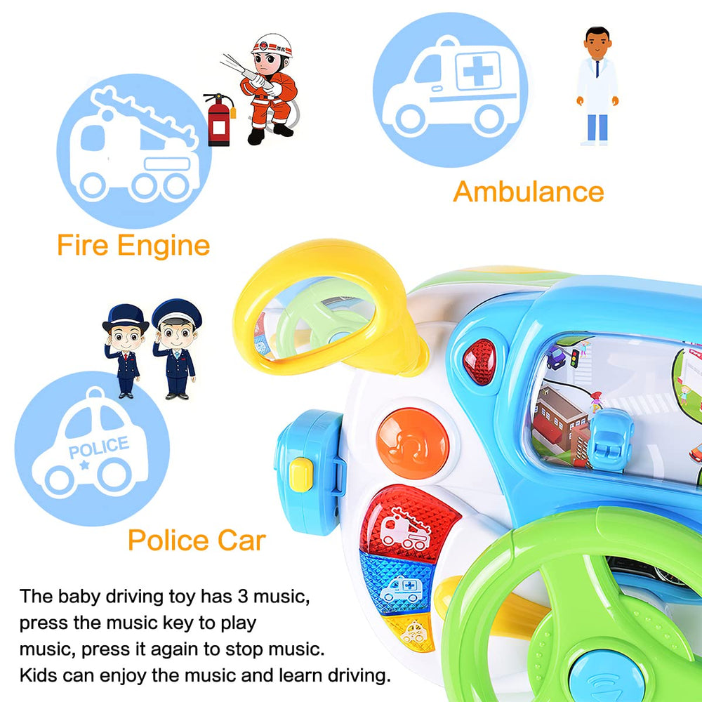 Fisca toddler steering wheel toy megaphone and horn encourage imaginative role play