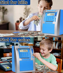 Fishboy banknote scroll deposits notes automatically, easy for kids.