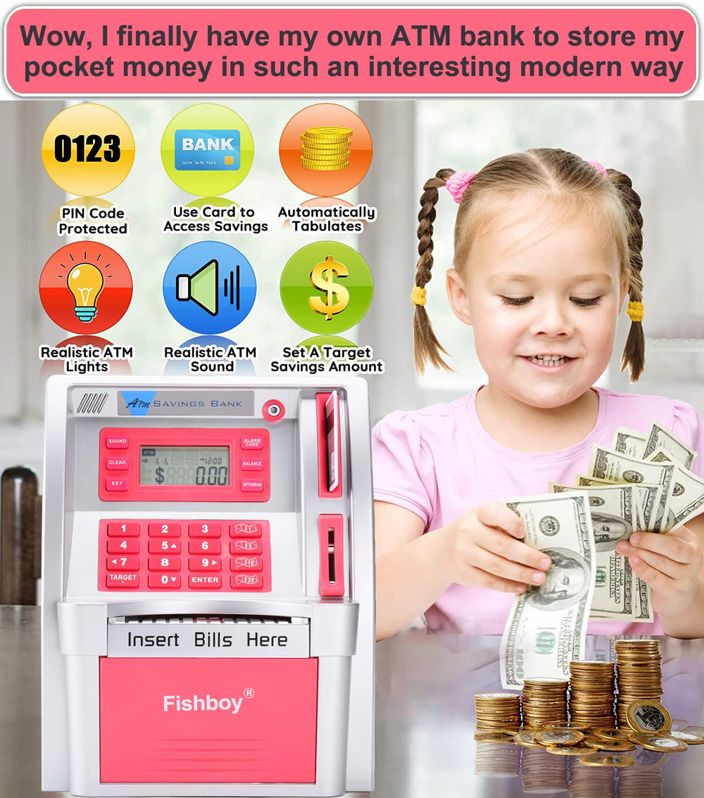 Fishboy Pink ATM Banknote Scroll allows easy deposits for children