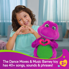 Fisher-Price Barney plush activates with foot tap for lively sound.
