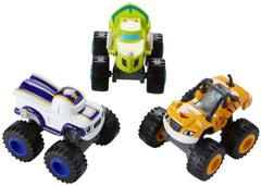 Fisher-Price Blaze 3-Pack front view shows three die-cast trucks for imaginative play.