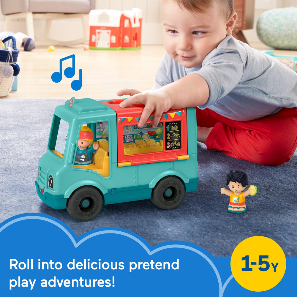 Fisher-Price toy food truck on wheels encourages push-along exploration