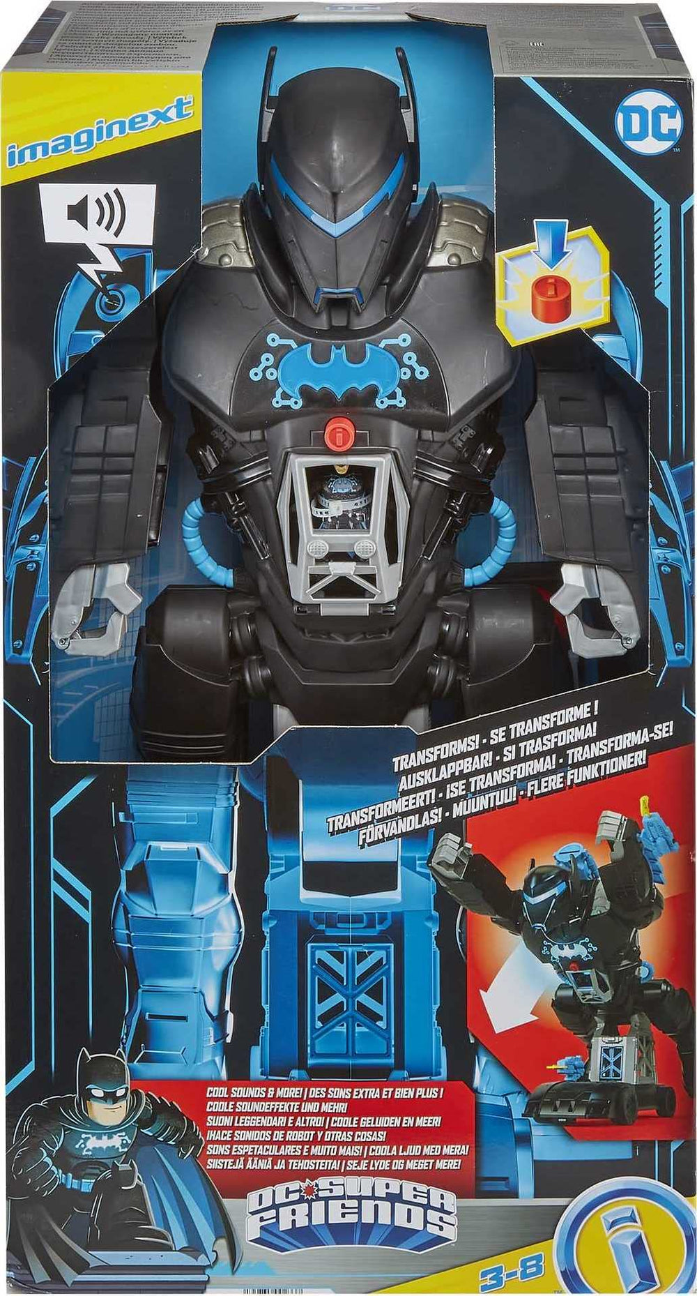 Fisher-Price Imaginext Bat-Tech Batbot bundle includes figures and projectiles.