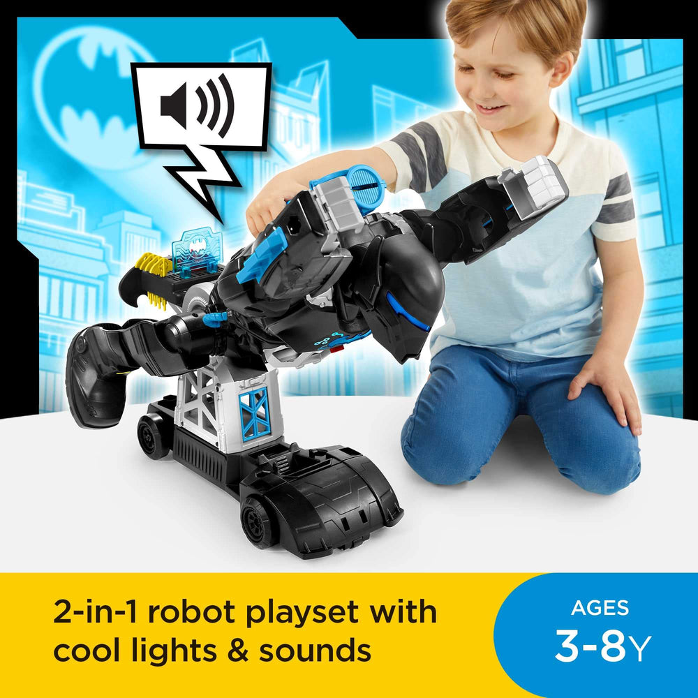 Fisher-Price Imaginext Bat-Tech Batbot in flight mode, ready to soar.