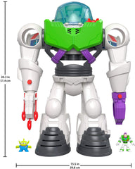 Fisher-Price Imaginext Buzz Lightyear jail cell on left foot with access to play jail.