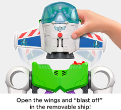 Fisher-Price Imaginext Buzz Lightyear projectile launcher for interactive battles.