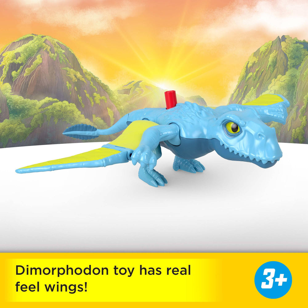 Fisher-Price Imaginext Dimorphodon real-feel skin adds tactile fun for kids.