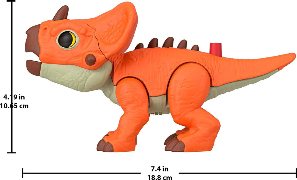 Fisher-Price Imaginext Aquilops supports fine motor skills via button play.