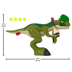 Fisher-Price Imaginext Jurassic World Dilophosaurus includes four projectile discs.