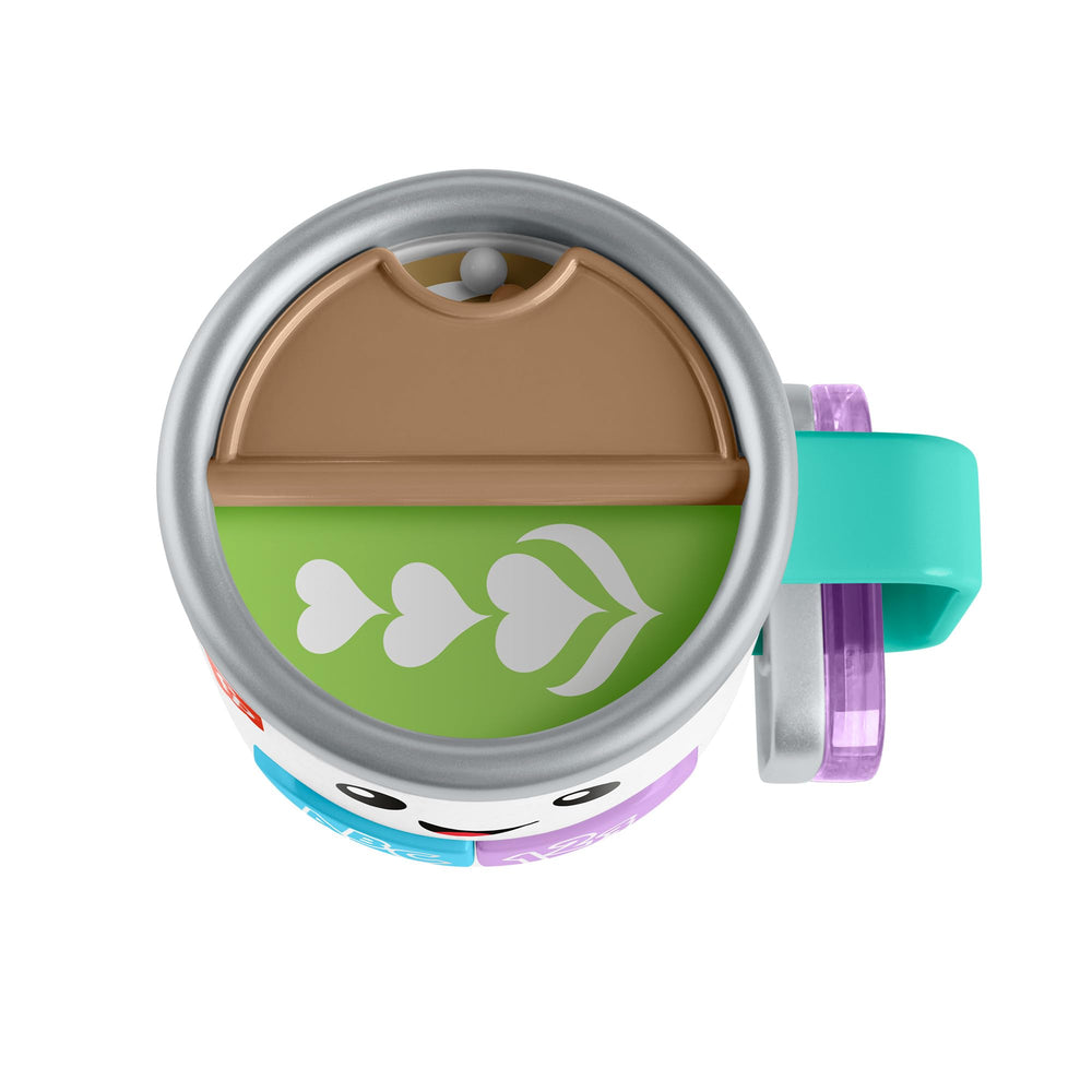 Fisher-Price Laugh & Learn coffee mug rattle clackers encourage shaking and fine motor exploration.
