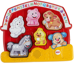Fisher-Price Laugh & Learn Farm Animal Puzzle main view promotes shape sorting and early learning.