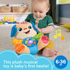Fisher-Price Laugh & Learn Puppy belly buttons activate learning prompts for baby