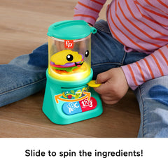 Fisher-Price Laugh & Learn smoothie maker open lid supports put-and-take play