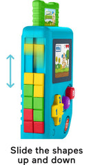 Fisher-Price Lil’ Gamer side sliders and toggle offer tactile exploration and dexterity practice.