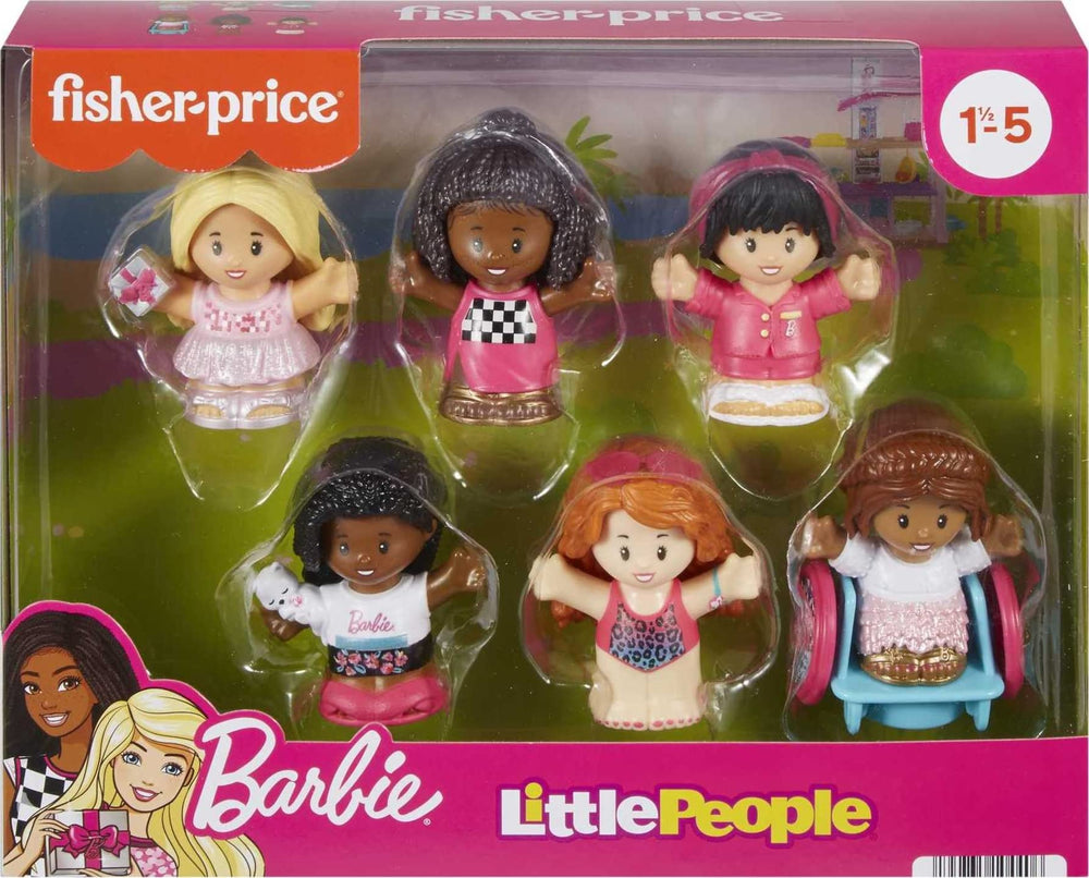 Fisher-Price Little People Barbie figures with DreamHouse compatibility for broader storytelling.