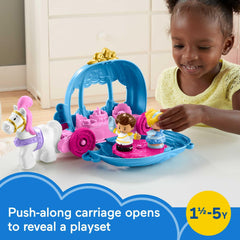Fisher-Price Little People Cinderella carriage opens into a ballroom for princess pretend play.