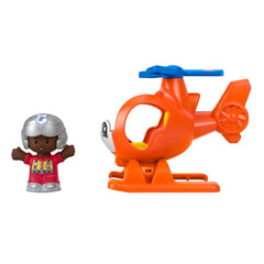 Fisher-Price Little People Helicopter rescue-mission scene supports storytelling.