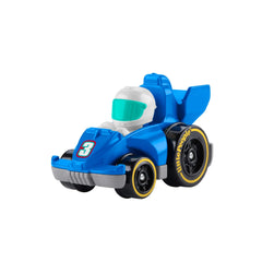 Fisher-Price Little People Wheelies Race Car blue, a compact Grand Prix racer for on-the-go fun