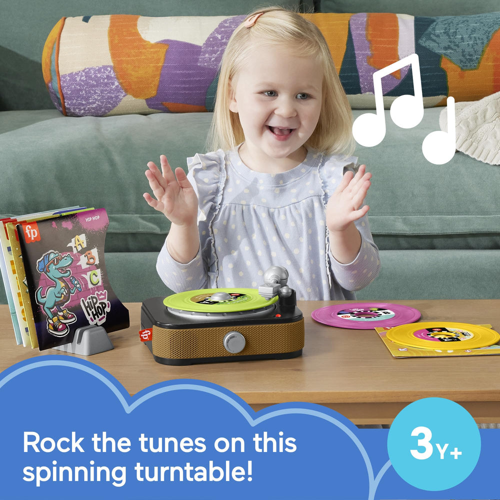 Fisher-Price Rockin’ Record Player records feature colorful sleeves for organized playtime.